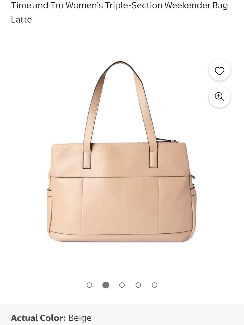 Time and Tru Beige Triple-Section Weekender Tote